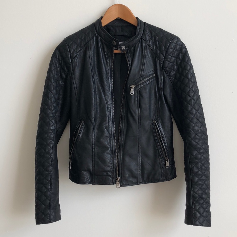 Black Leather Motorcyle Jacket